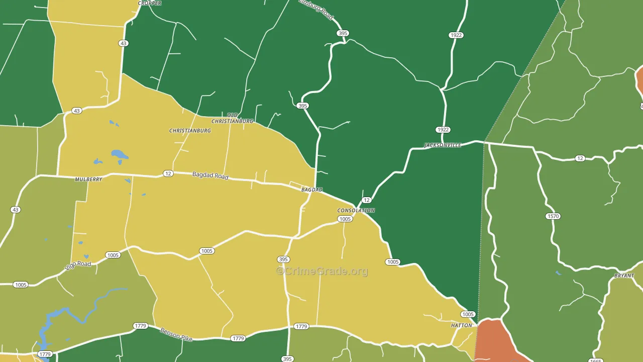 Bagdad, KY Map of Drug-Related Crime Rates