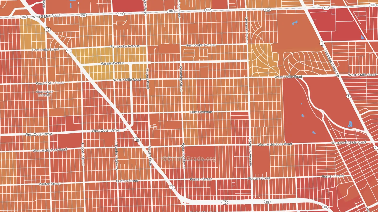 Bagley, Detroit, MI Map of Drug-Related Crime Rates