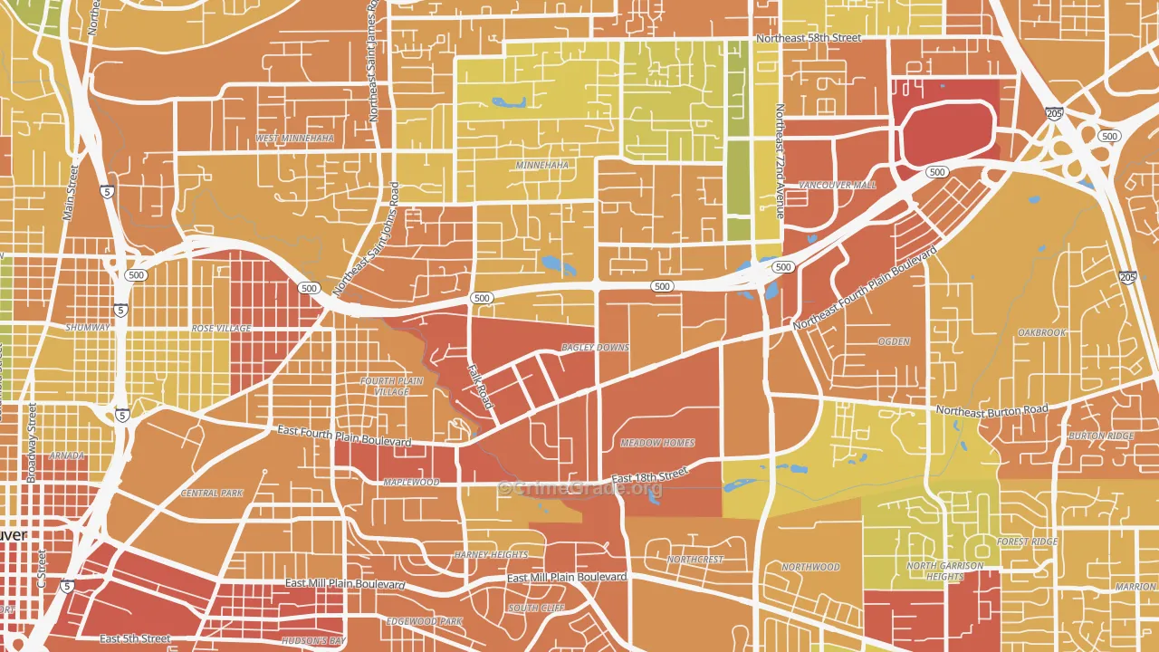 Bagley Downs, Vancouver, WA Map of Drug-Related Crime Rates