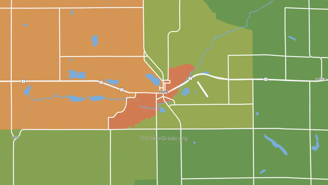 Bagley, MN Map of Drug-Related Crime Rates
