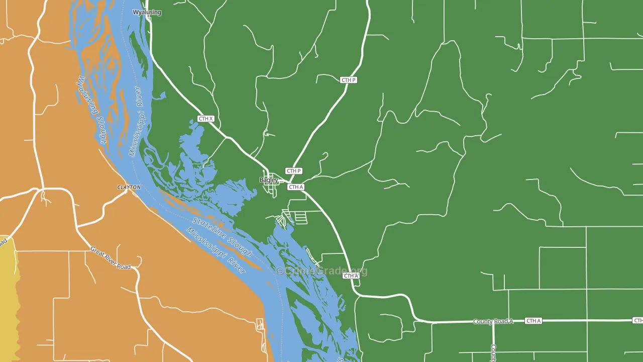 Bagley, WI Map of Drug-Related Crime Rates