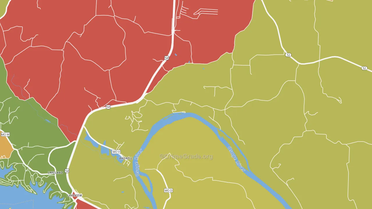 Bagnell, MO Map of Drug-Related Crime Rates