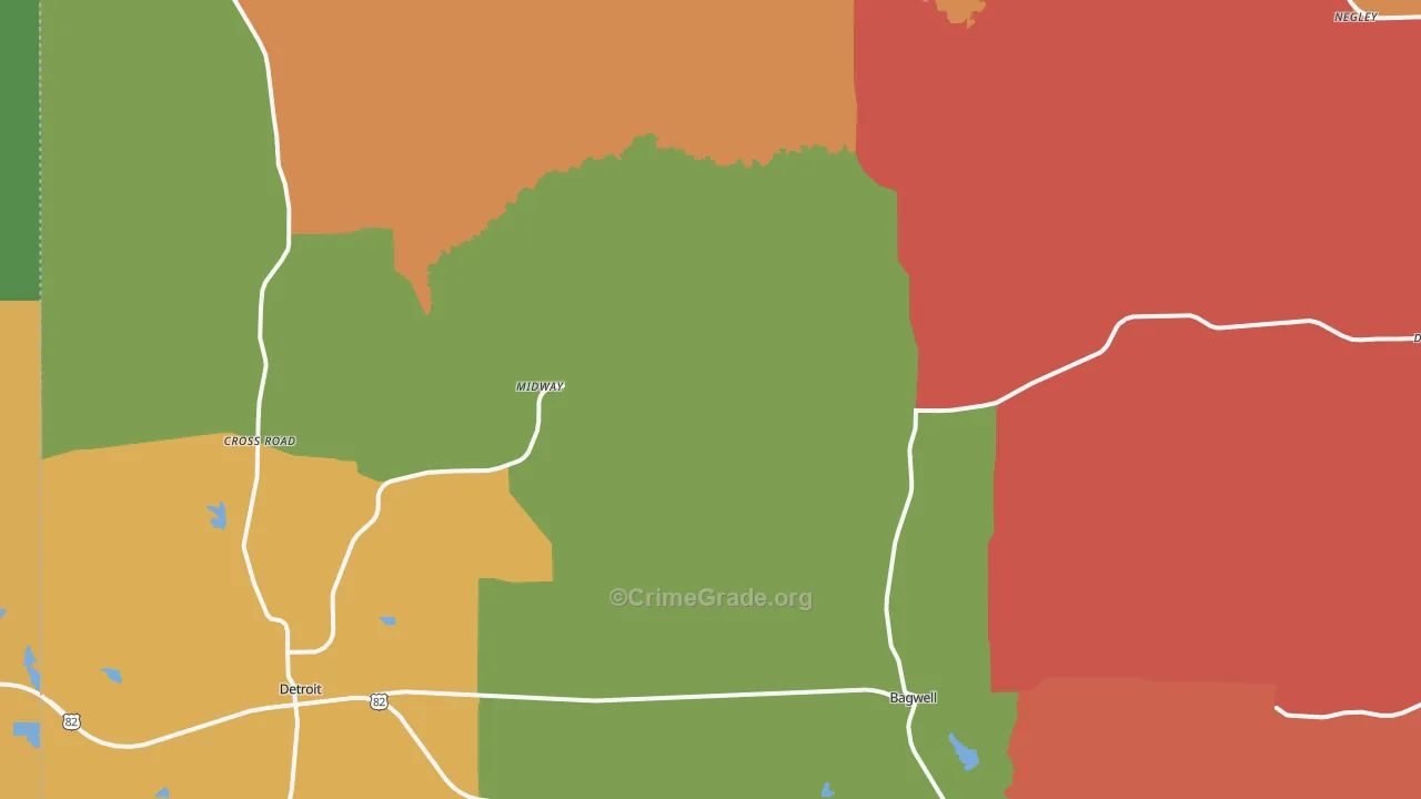 Bagwell, TX Map of Drug-Related Crime Rates