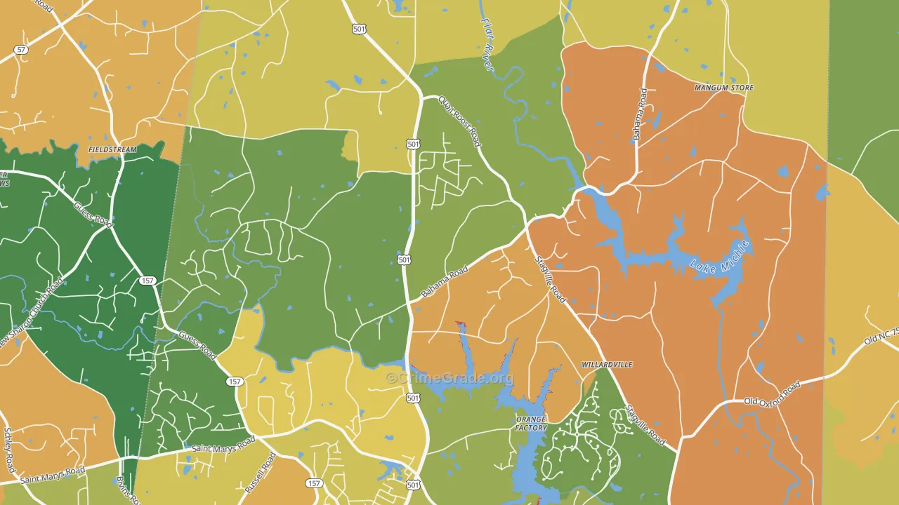 Bahama, NC Map of Drug-Related Crime Rates