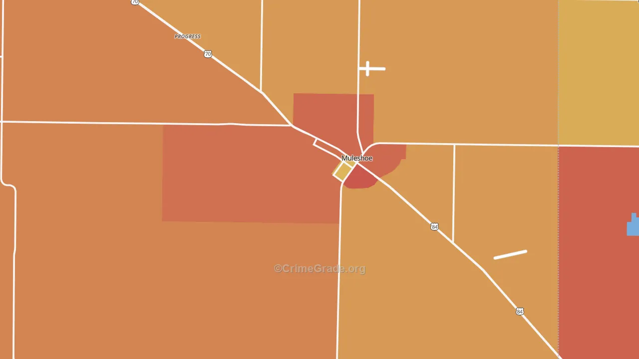 Bailey County, TX Map of Drug-Related Crime Rates