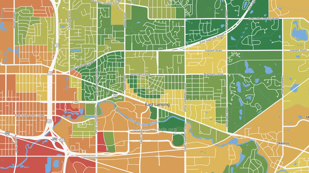 Bailey, East Lansing, MI Map of Drug-Related Crime Rates
