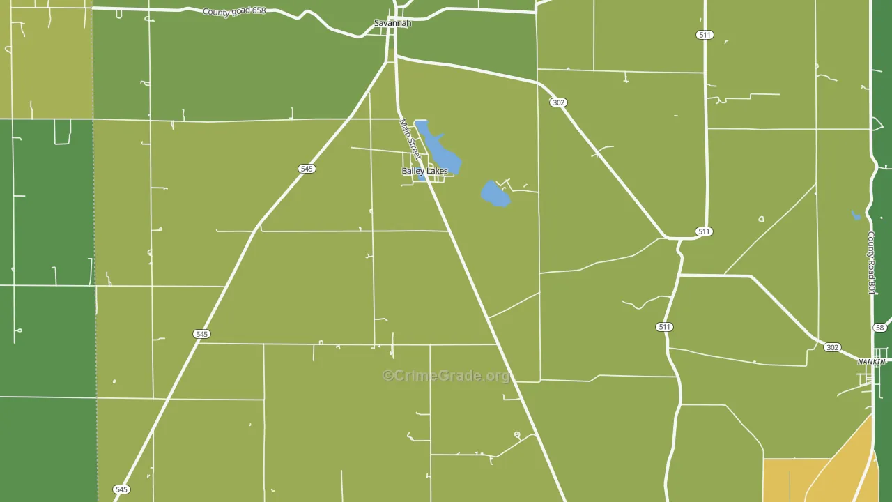 Bailey Lakes, OH Map of Drug-Related Crime Rates