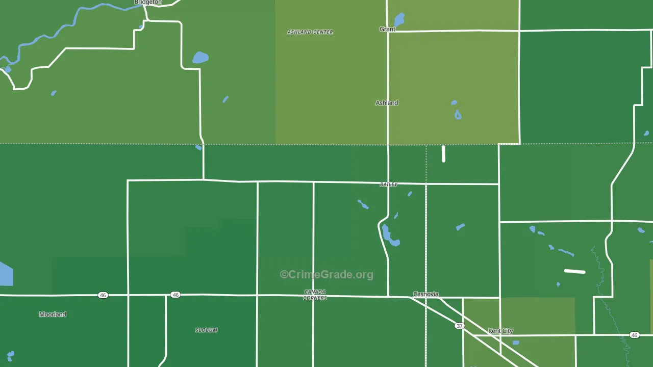Bailey, MI Map of Drug-Related Crime Rates