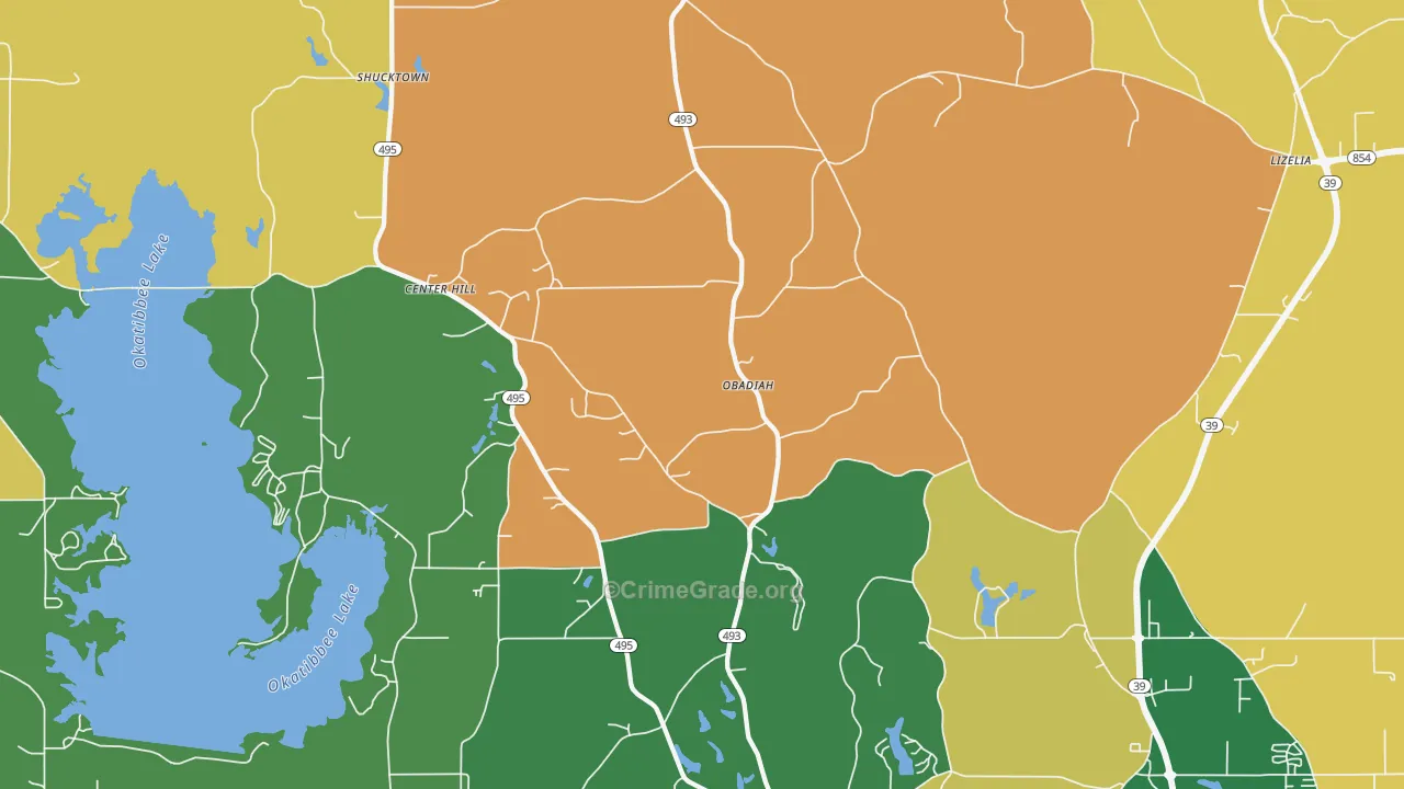 Bailey, MS Map of Drug-Related Crime Rates