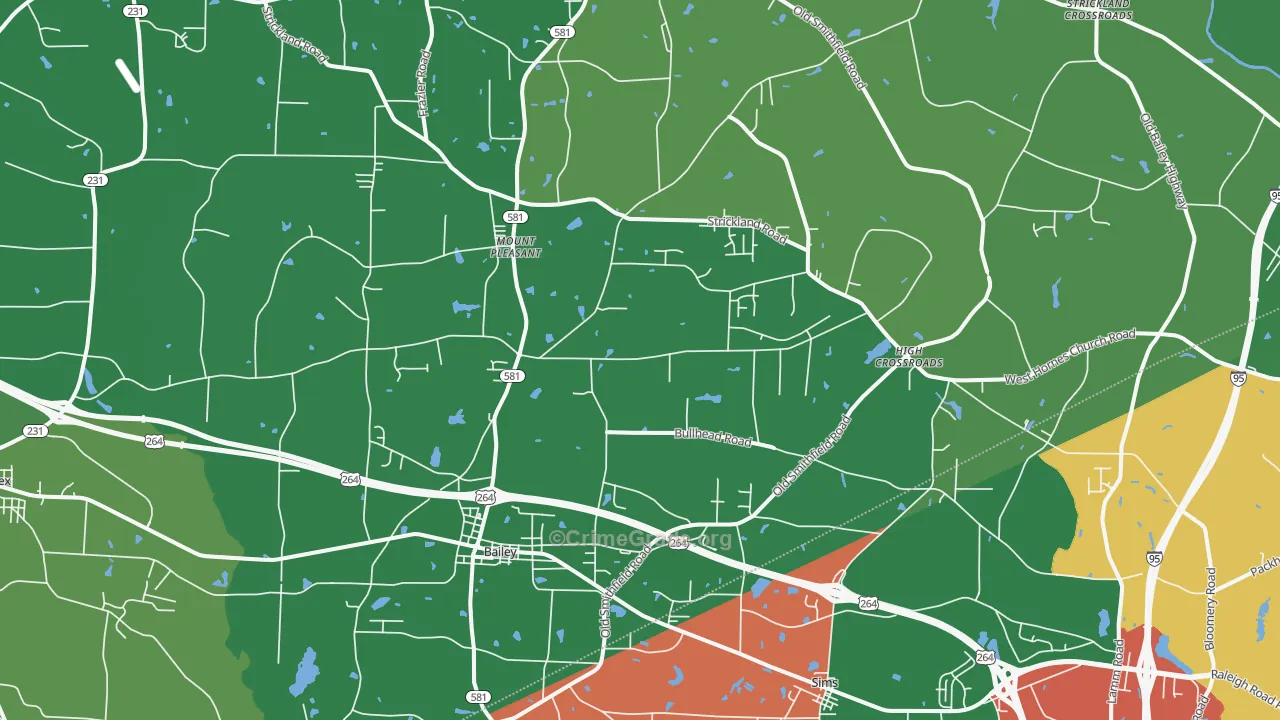 Bailey, NC Map of Drug-Related Crime Rates