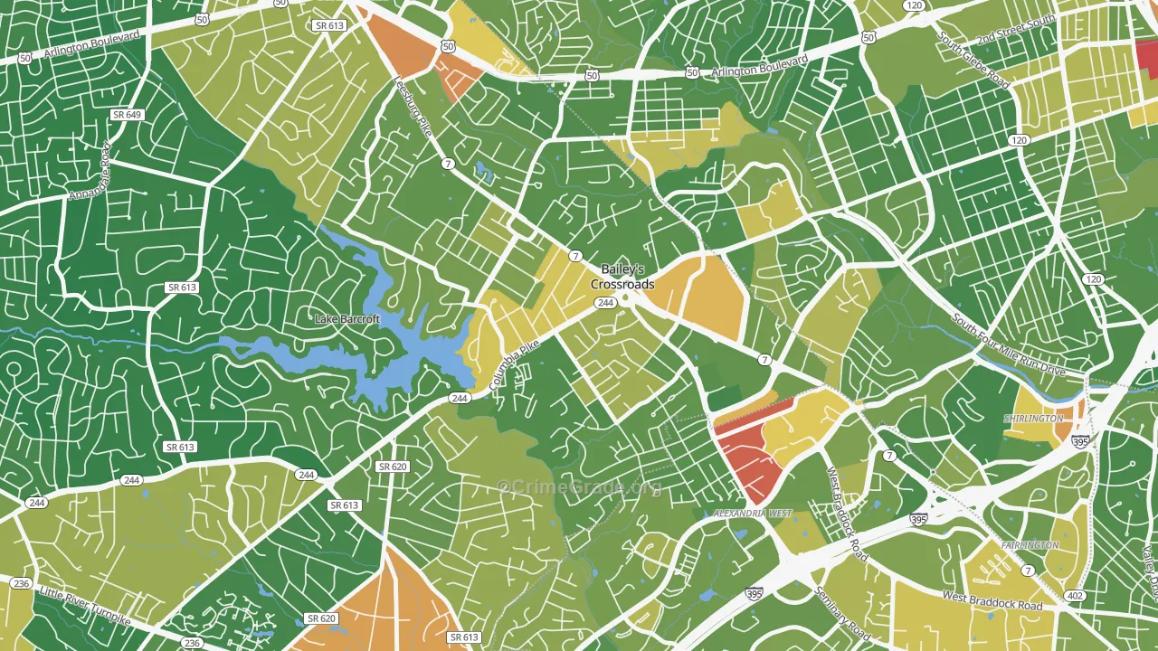 Bailey's Crossroads, Falls Church, VA Map of Drug-Related Crime Rates