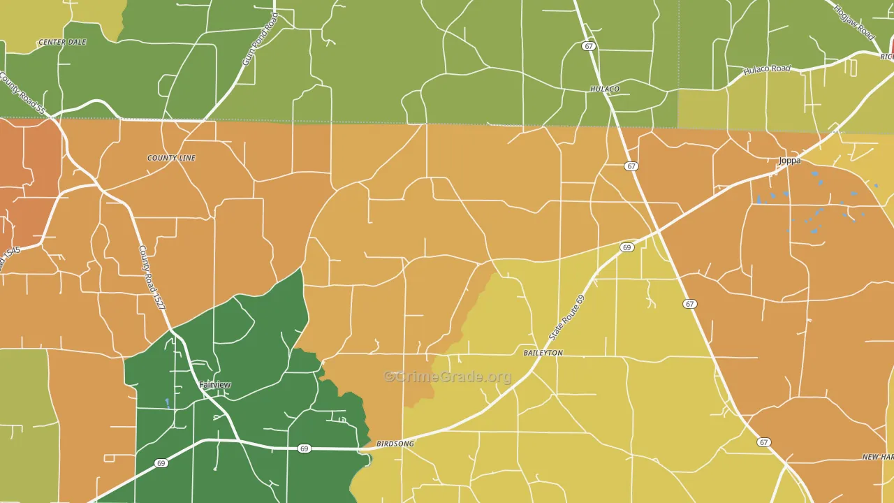 Baileyton, AL Map of Drug-Related Crime Rates