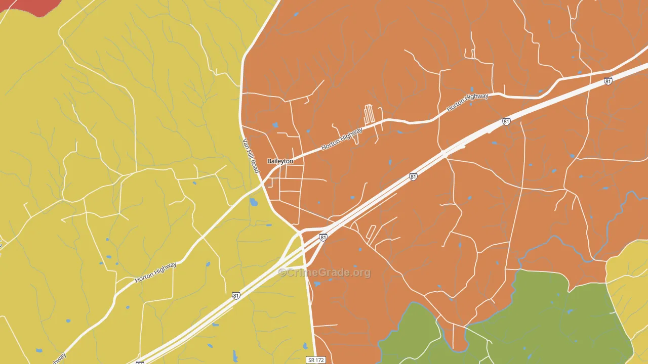 Baileyton, TN Map of Drug-Related Crime Rates