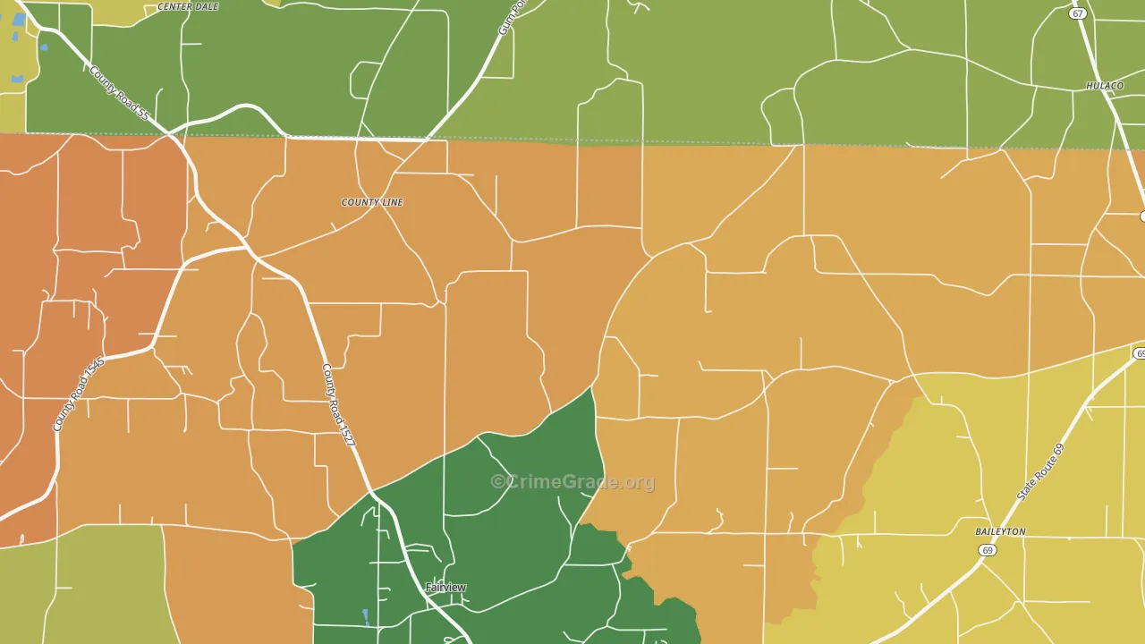 Baileytown, AL Map of Drug-Related Crime Rates