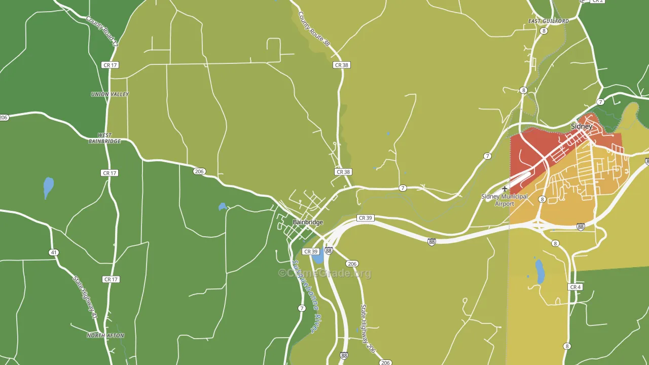 Bainbridge, NY Map of Drug-Related Crime Rates