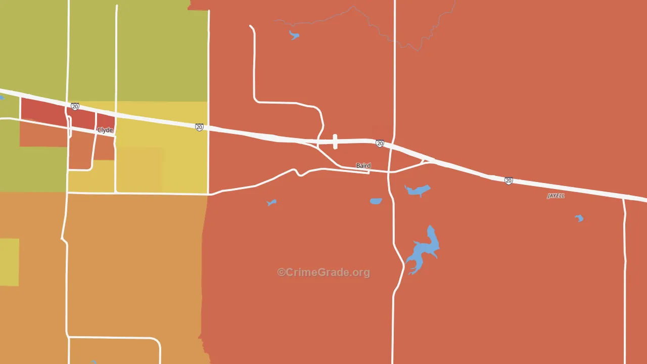 Baird, TX Map of Drug-Related Crime Rates