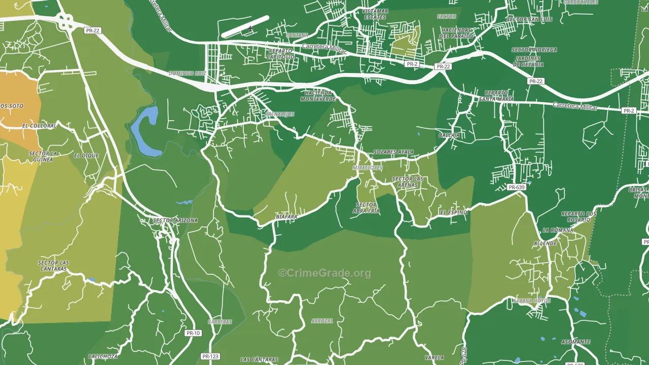 Bajadero, PR Map of Drug-Related Crime Rates