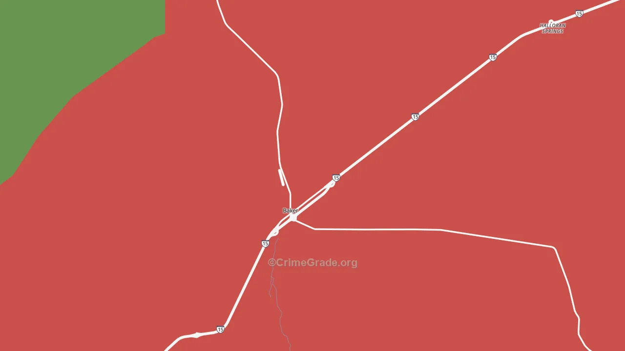 Baker, CA Map of Drug-Related Crime Rates