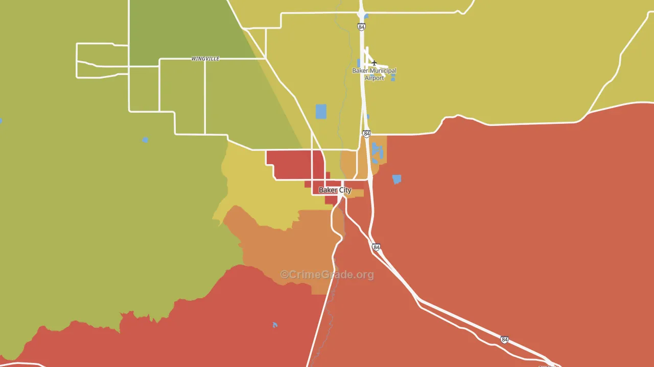Baker City, OR Map of Drug-Related Crime Rates