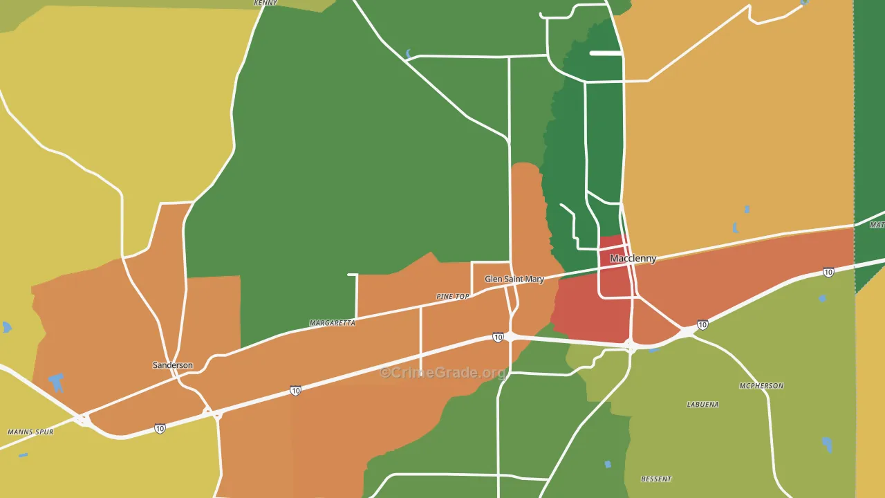 Baker County, FL Map of Drug-Related Crime Rates