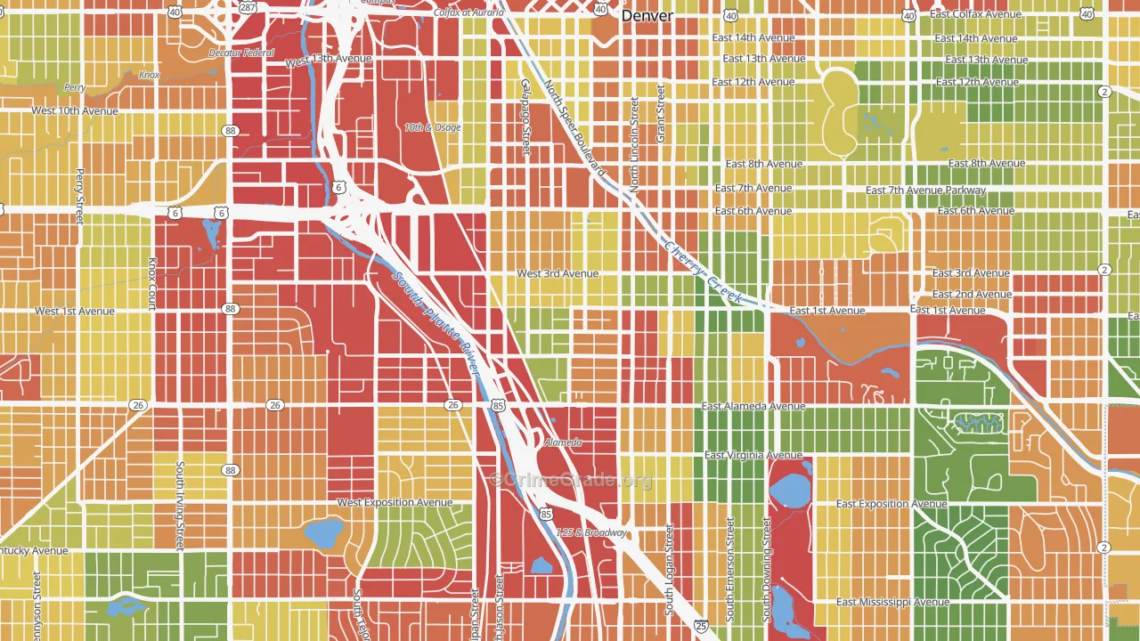 Baker, Denver, CO Map of Drug-Related Crime Rates
