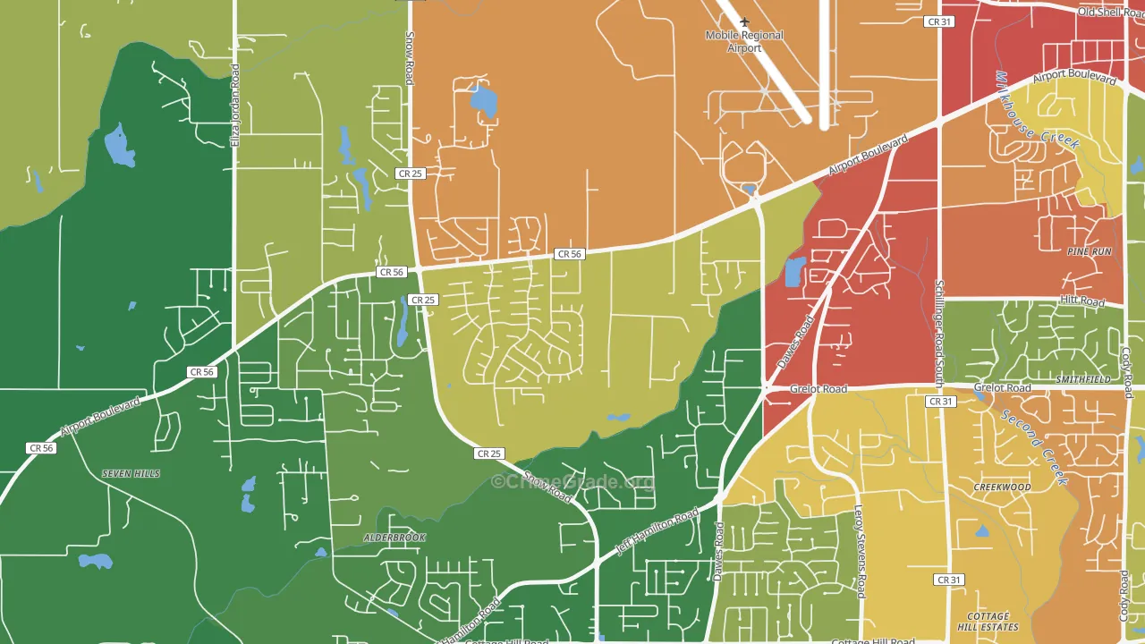 Baker, Mobile, AL Map of Drug-Related Crime Rates