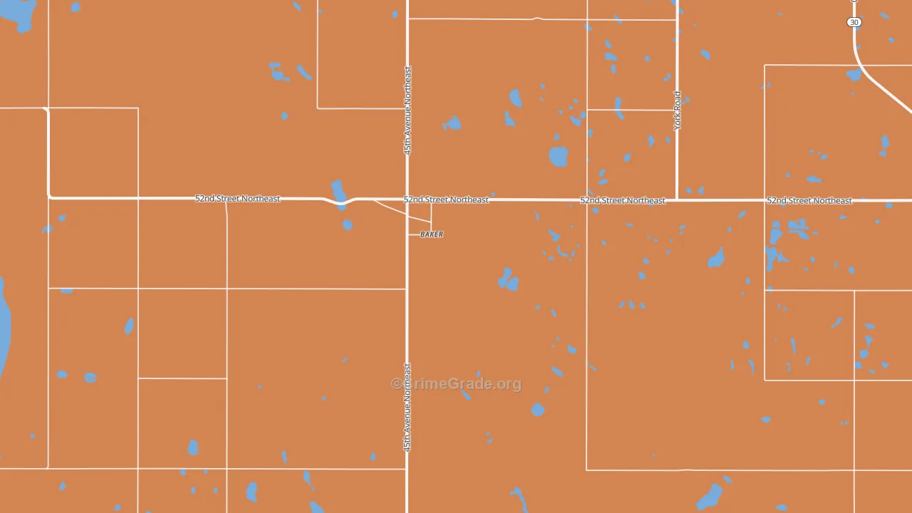 Baker, ND Map of Drug-Related Crime Rates