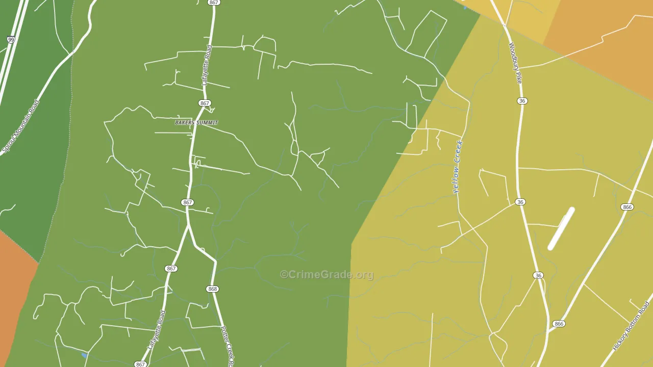 Bakers Summit, PA Map of Drug-Related Crime Rates