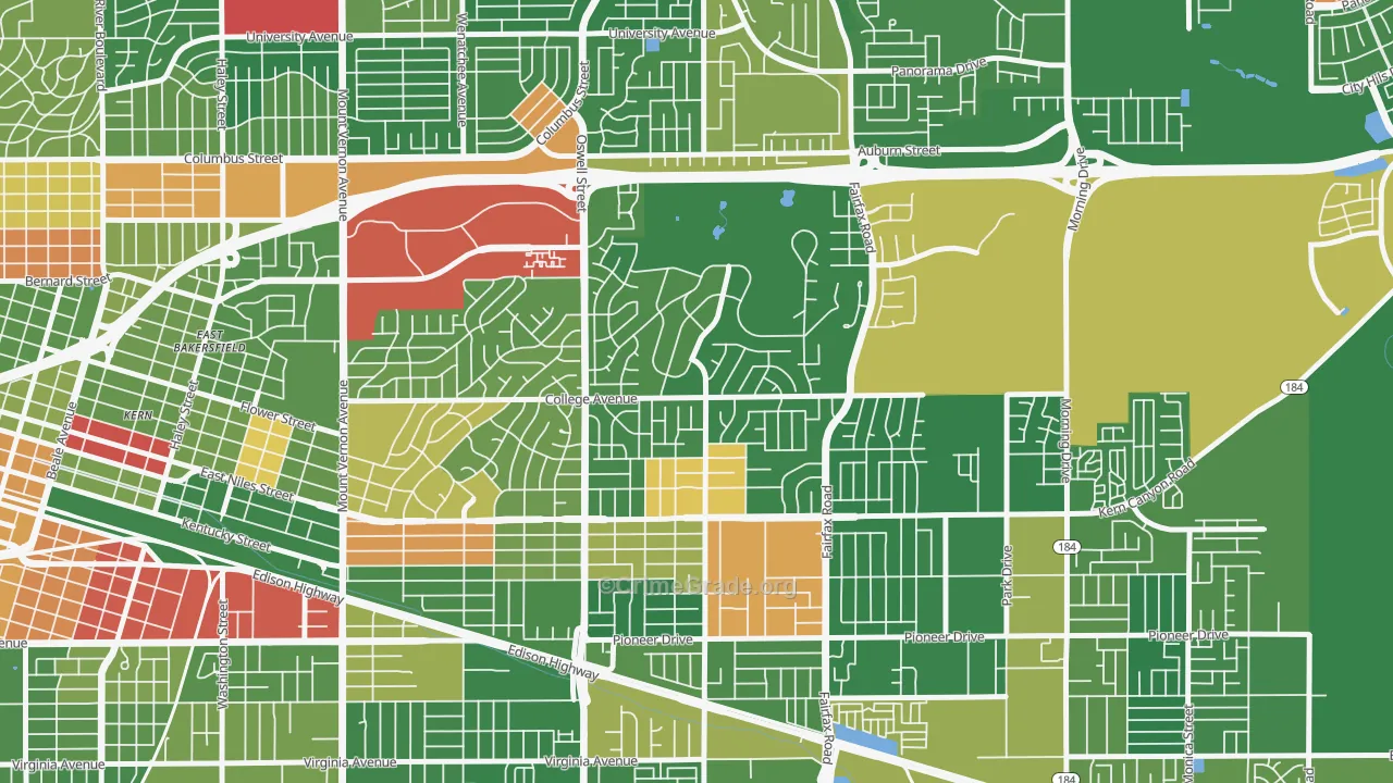 Bakersfield Country Club, Bakersfield, CA Map of Drug-Related Crime Rates