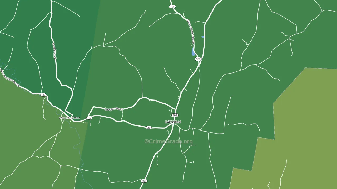 Bakersfield, VT Map of Drug-Related Crime Rates