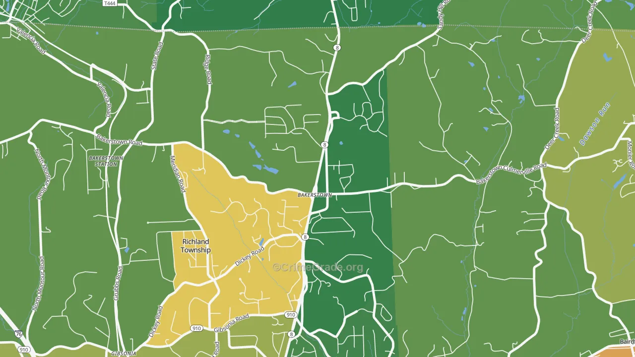 Bakerstown, PA Map of Drug-Related Crime Rates