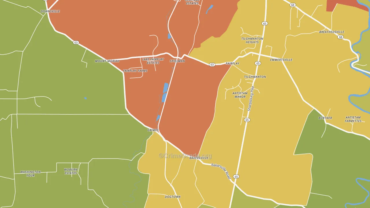 Bakersville, MD Map of Drug-Related Crime Rates