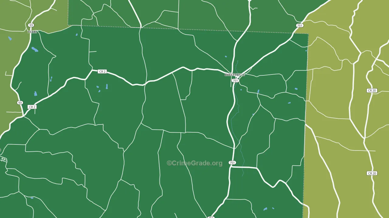 Bakersville, OH Map of Drug-Related Crime Rates