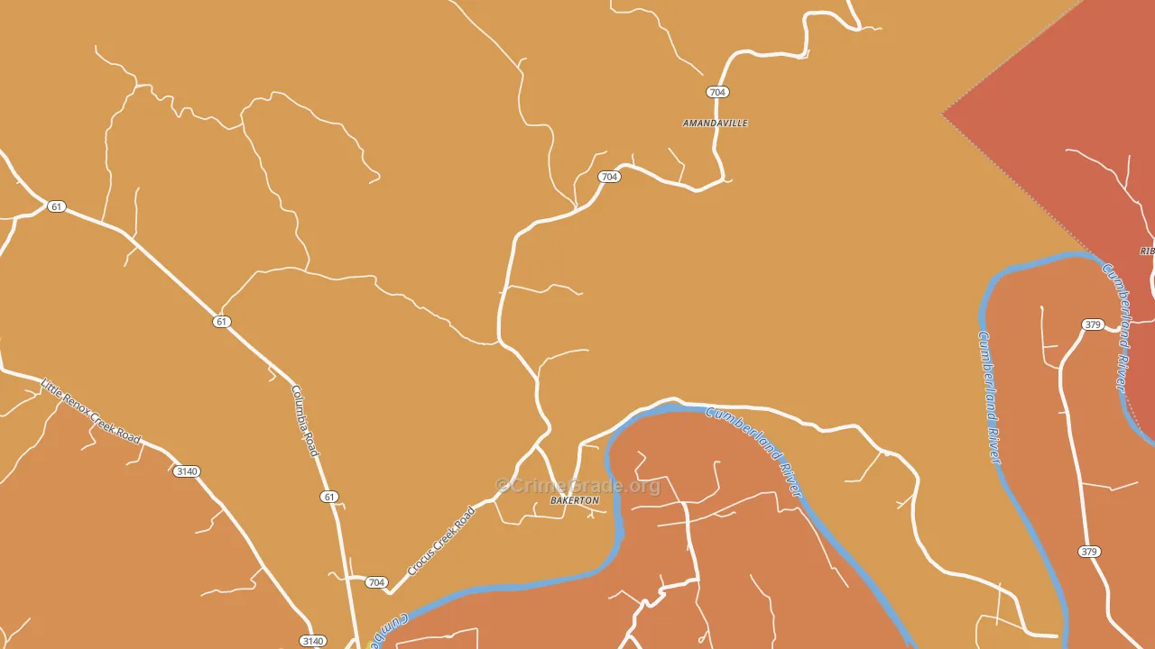 Bakerton, KY Map of Drug-Related Crime Rates