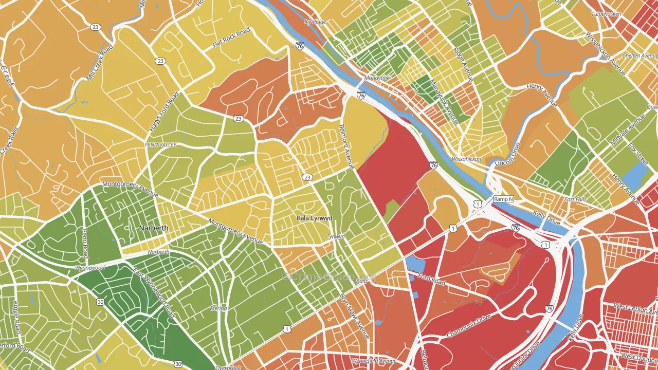 Bala Cynwyd, Bala-Cynwyd, PA Map of Drug-Related Crime Rates