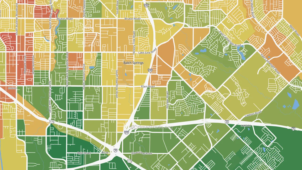Balch Springs, TX Map of Drug-Related Crime Rates