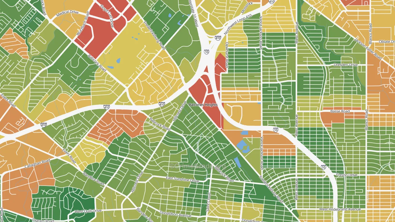 Balcones Heights, TX Map of Drug-Related Crime Rates