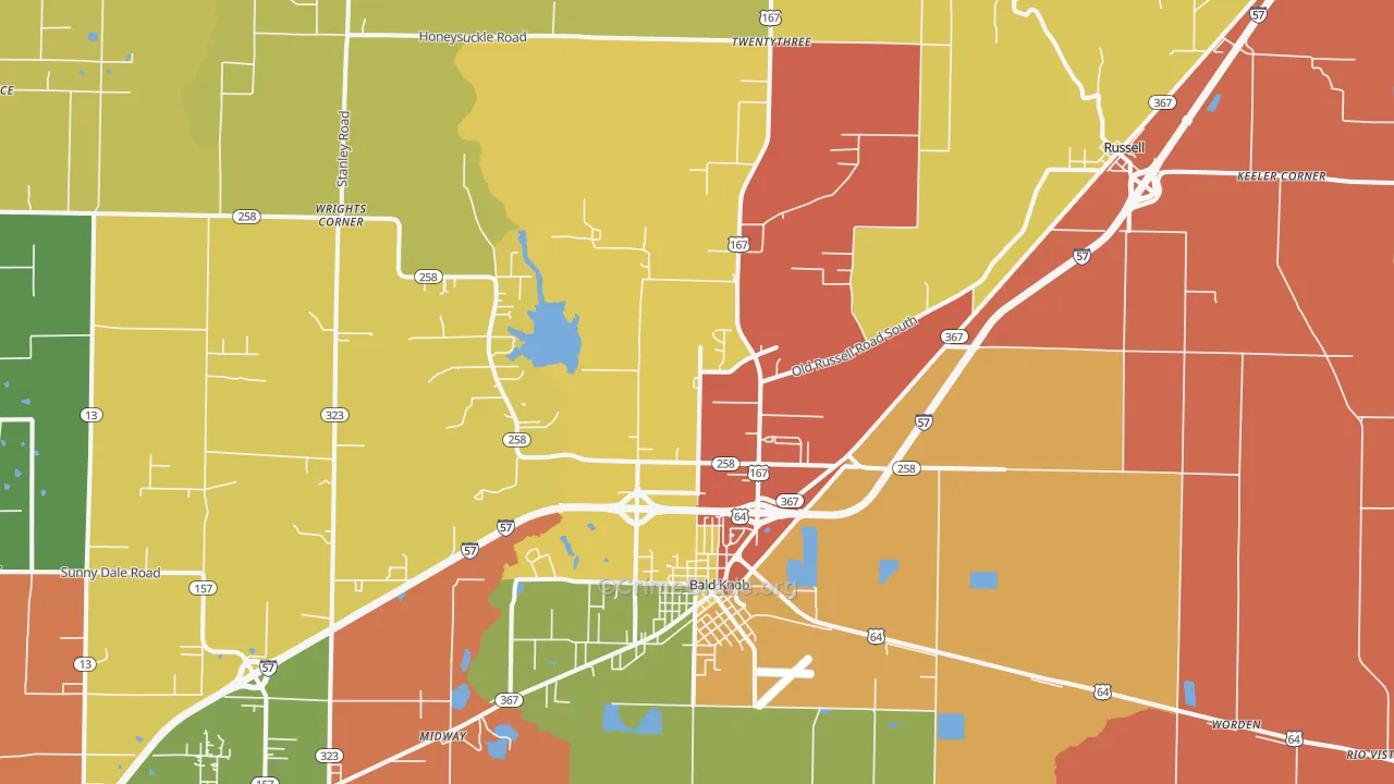 Bald Knob, AR Map of Drug-Related Crime Rates