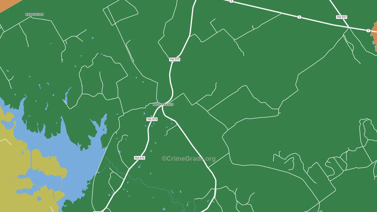 Bald Prairie, TX Map of Drug-Related Crime Rates