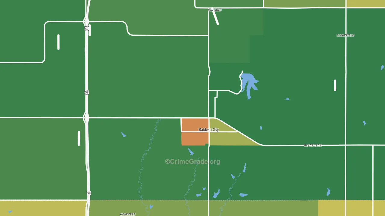 Baldwin City, KS Map of Drug-Related Crime Rates
