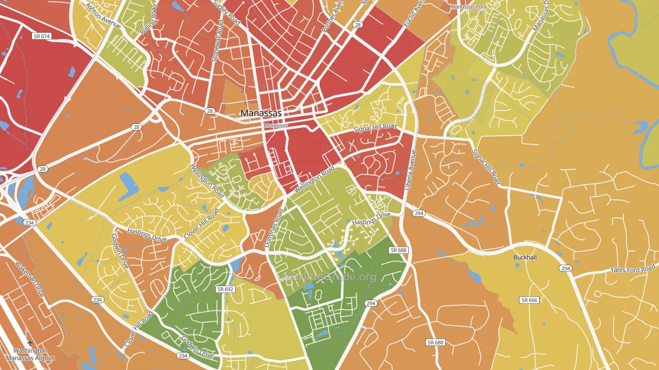 Baldwin District, Manassas, VA Map of Drug-Related Crime Rates
