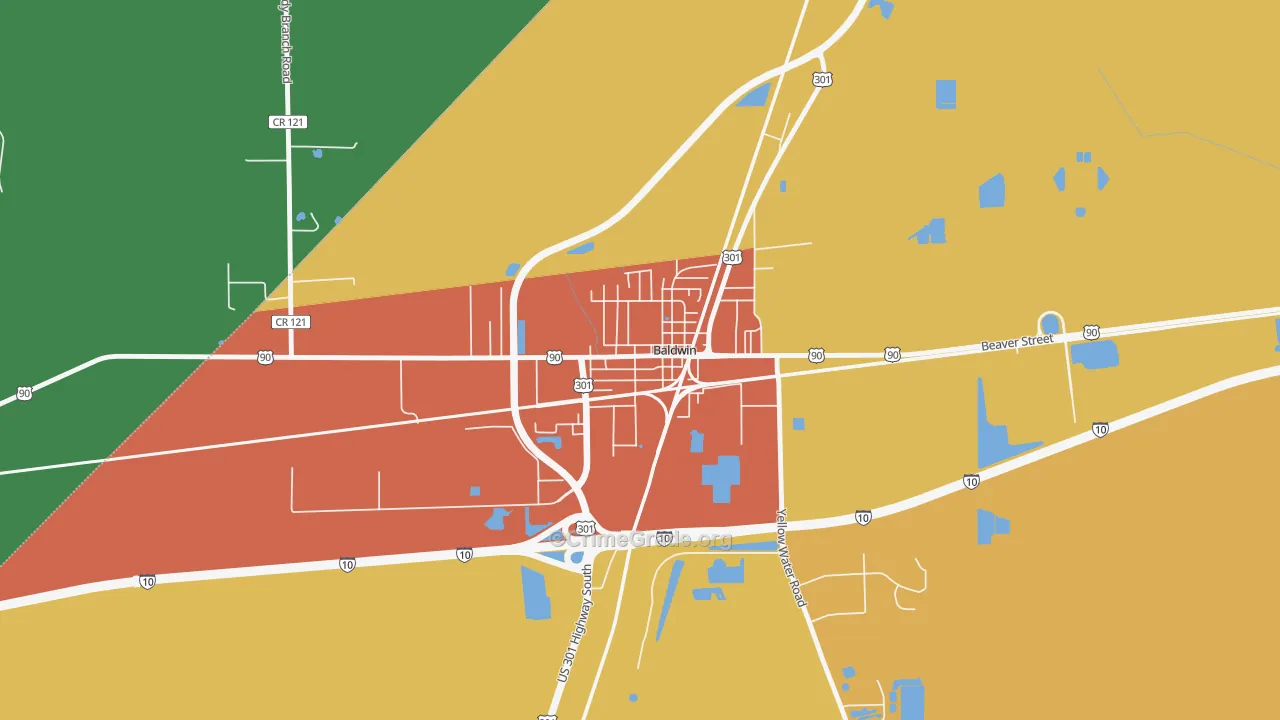 Baldwin, FL Map of Drug-Related Crime Rates