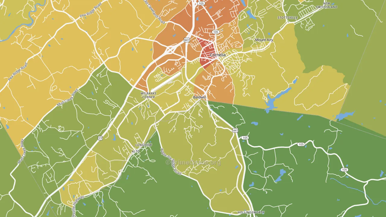 Baldwin, GA Map of Drug-Related Crime Rates