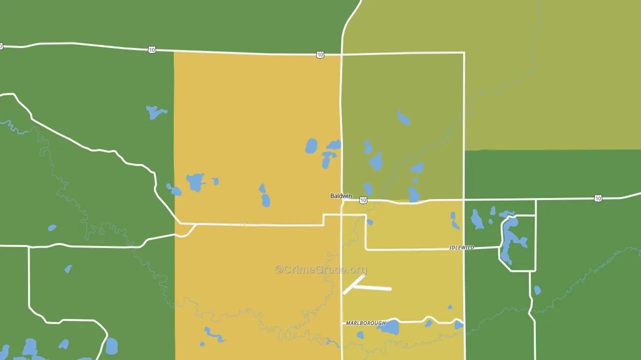 Baldwin, MI Map of Drug-Related Crime Rates