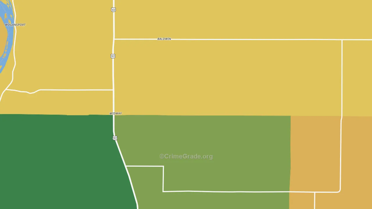 Baldwin, ND Map of Drug-Related Crime Rates