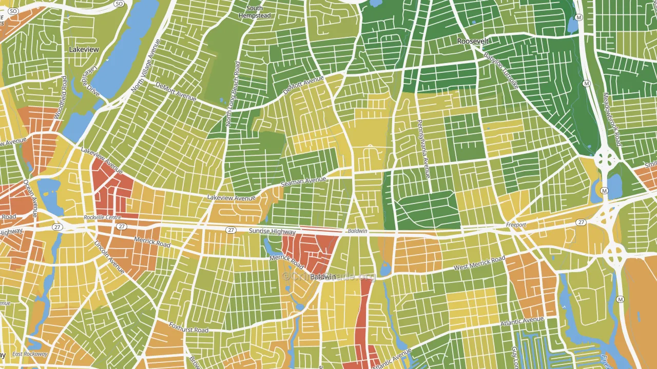 Baldwin, NY Map of Drug-Related Crime Rates