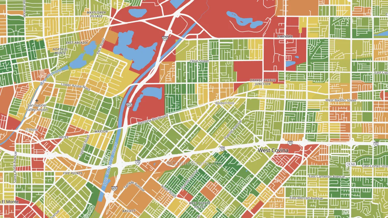 Baldwin Park, CA Map of Drug-Related Crime Rates