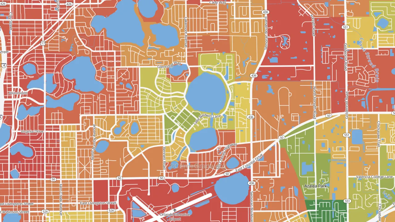 Baldwin Park, Orlando, FL Map of Drug-Related Crime Rates