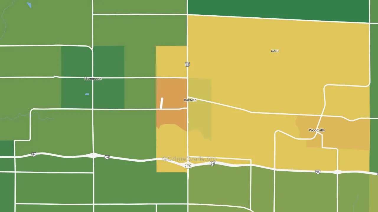 Baldwin, WI Map of Drug-Related Crime Rates