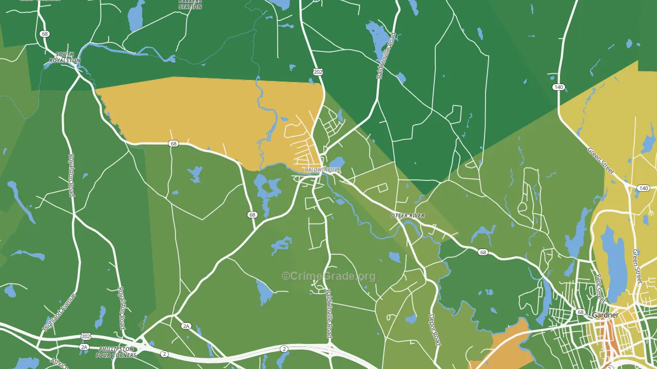 Baldwinville, MA Map of Drug-Related Crime Rates